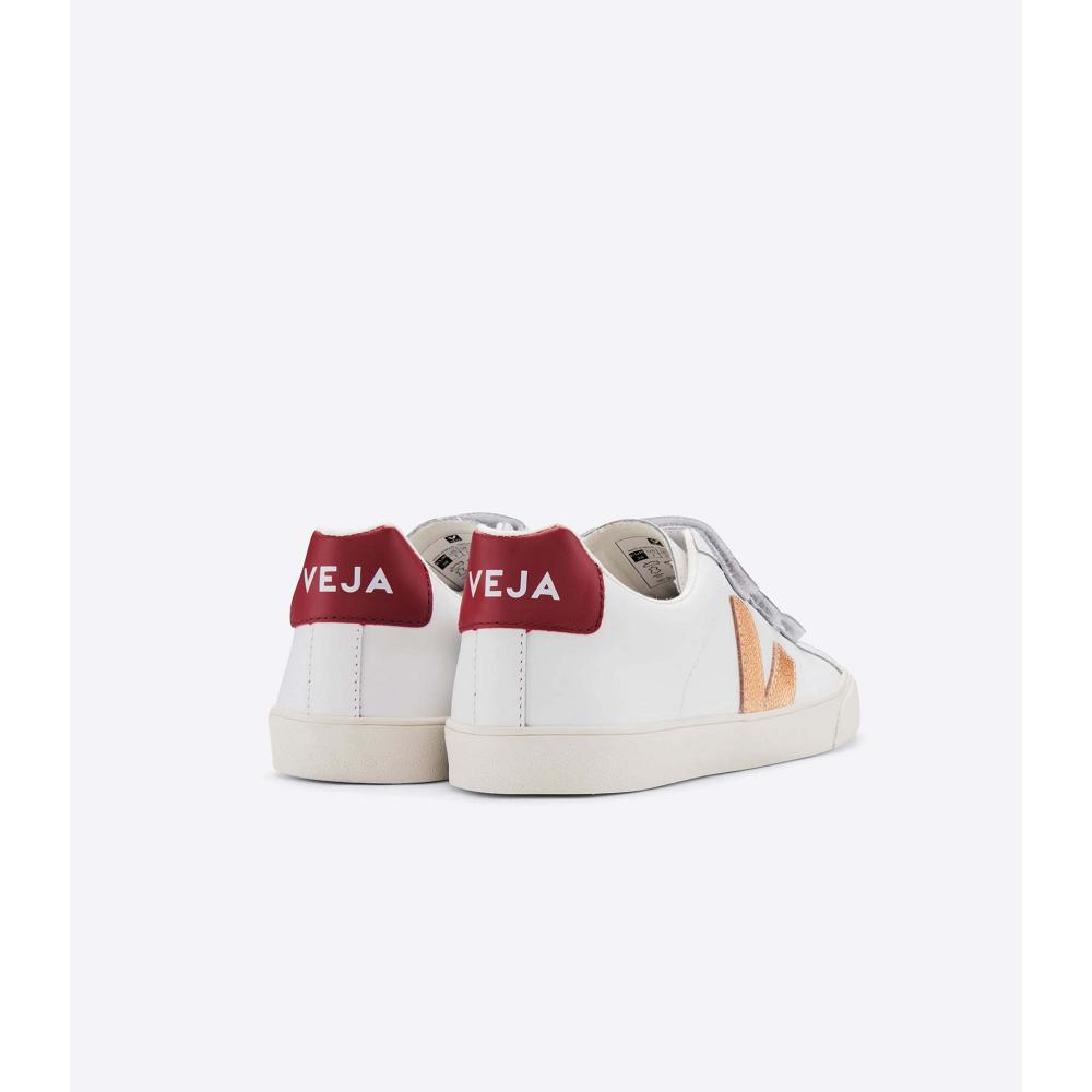 Veja 3-LOCK LEATHER Women's Sneakers White/Red | NZ 607RVD